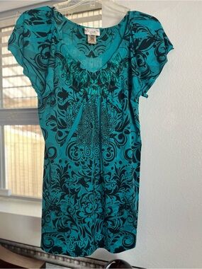 Women’s Teal Floral Print Blouse